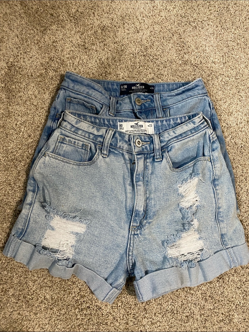 Hollister Light Wash Distressed Rolled-Cuff Denim Shorts